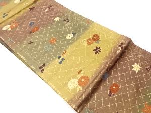 襷に秋草模様織出し名古屋帯